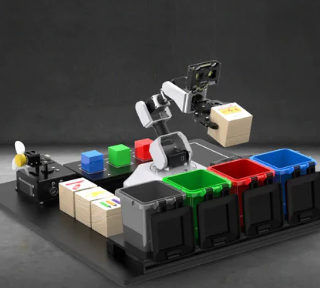 Hiwonder AiArm Vision robotic arm kit for educational demonstrations, supports Scratch and Python