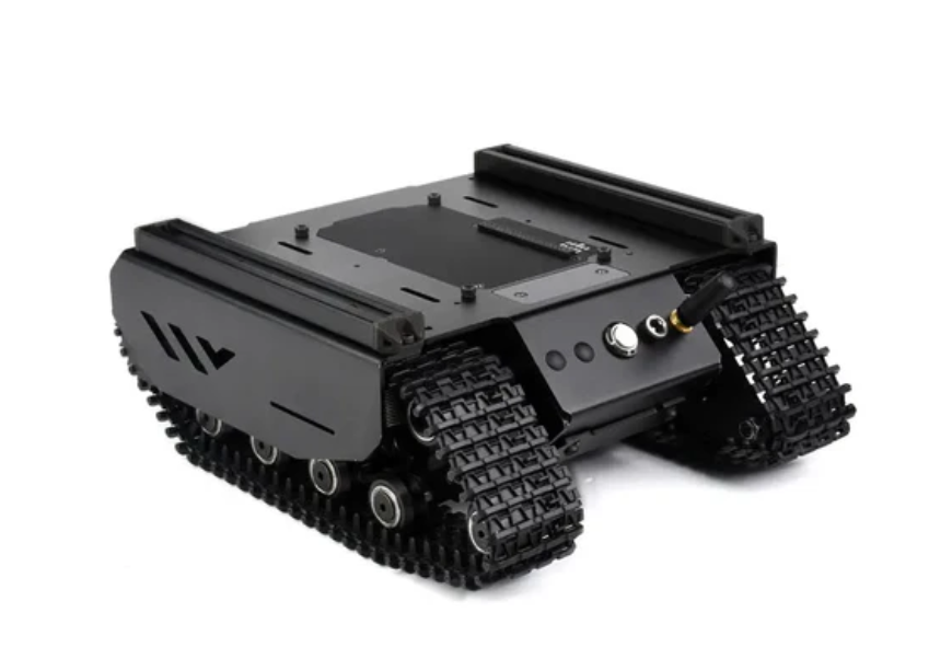 Off-road tracked UGV, multi-host capable, with external tracks and ESP32 slaves